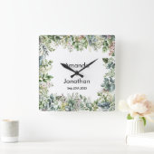 Elegante Waterverf groen bruiloft wandklok (Huis)