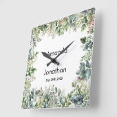 Elegante Waterverf groen bruiloft wandklok (Hoek)