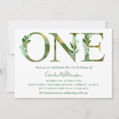 elegante waterverf Groen Eerste Verjaardag Kaart (Voorkant)