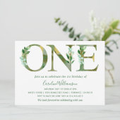 elegante waterverf Groen Eerste Verjaardag Kaart (Staand voorkant)