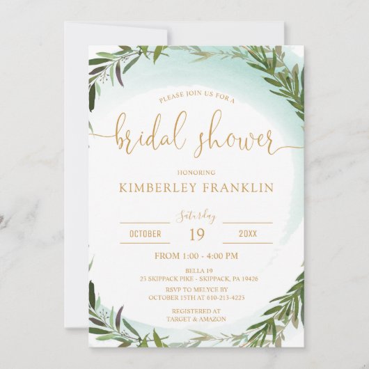 Elegante Waterverf groen en Mint Vrijgezellenfeest Kaart (Voorkant)