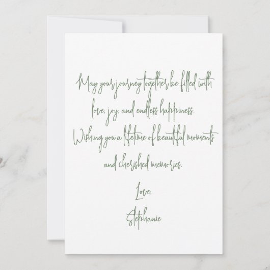 Elegante Waterverf groen en witte bloemen Kaart (Achterkant)