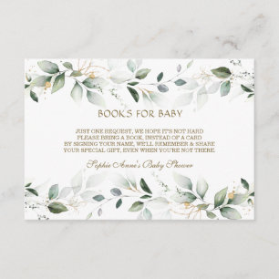 Elegante Waterverf Groen Goud Boeken Voor Baby Informatiekaartje