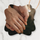 Elegante Waterverf Groen & Goud Sla de Datum op Bedankjes Labels (Achterkant)