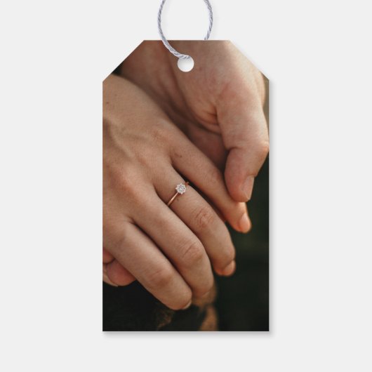 Elegante Waterverf Groen & Goud Sla de Datum op Cadeaulabel (Achterkant)