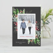 Elegante Waterverf groen kerstvakantie Kaart (Staand voorkant)