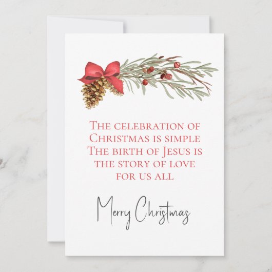 Elegante Waterverf groen Religieuze niet-foto Feestdagenkaart (Voorkant)