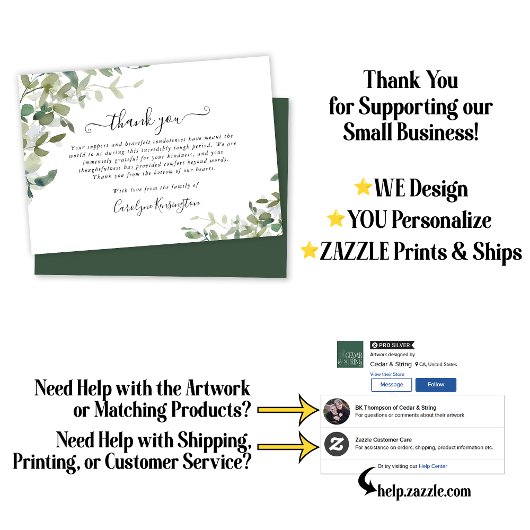 Elegante Waterverf groen sympathie dank u Bedankkaart