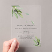 Elegante Waterverf Groen Transparant Huwelijk Acryl Uitnodigingen (Insitu (Draagbaar))