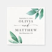 Elegante waterverf groen tuin script bruiloft servet (Voorkant)