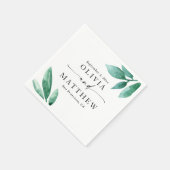 Elegante waterverf groen tuin scriptuur bruiloft servet (Hoek)