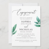 Elegante waterverf groen verlovingsfeest kaart (Voorkant)