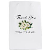 Elegante Waterverf Groen Wit Bloemen Dank u Medium Cadeauzakje (Voorkant)