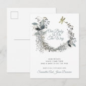 Elegante Waterverf groen zwangerschap Aankondigingskaart (Voorkant / Achterkant)