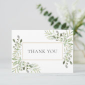 Elegante Waterverf Groene Begrafenis Bedankkaart (Staand voorkant)