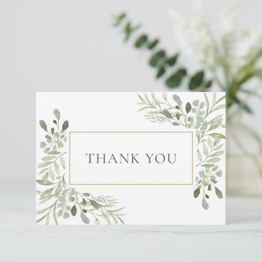 Elegante Waterverf Groene Begrafenis Bedankkaart (Staand voorkant)