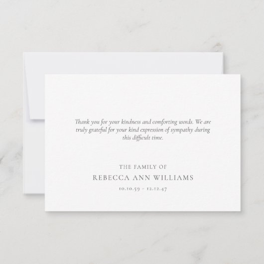 Elegante Waterverf Groene Begrafenis Bedankkaart (Achterkant)