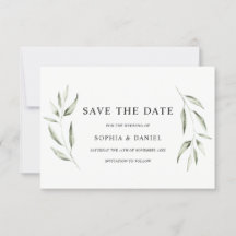 Elegante Waterverf Groene Blad Bruiloft