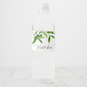Elegante Waterverf Groene Bladeren Bruidsdouche Waterfles Etiket (Voorkant)