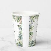 Elegante Waterverf Groene bladeren Bruiloft Papieren Bekers (Rechts)