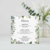 Elegante Waterverf Groene bladeren Bruiloft Plein Menu (Staand voorkant)