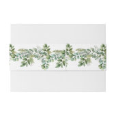 Elegante Waterverf Groene bladeren Rustieke bruilo Uitnodigingen Wikkel (Achterkant Voorbeeld)