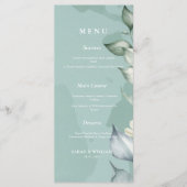 Elegante Waterverf Groene bladeren | Wit Menu (Voorkant)