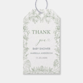 Elegante Waterverf groene bloemenchinoiserie Cadeaulabel