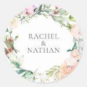 Elegante Waterverf Groene Bloemenpracht Ronde Sticker (Voorkant)