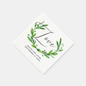 Elegante waterverf groene bloemenscriptie bruiloft servet (Hoek)