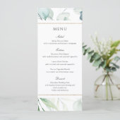 Elegante Waterverf Groene Botanische Trouw Menu (Staand voorkant)