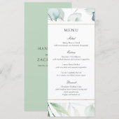 Elegante Waterverf Groene Botanische Trouw Menu (Voorkant / Achterkant)