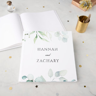 Elegante Waterverf Groene Botanische Trouwdag Gastenboek