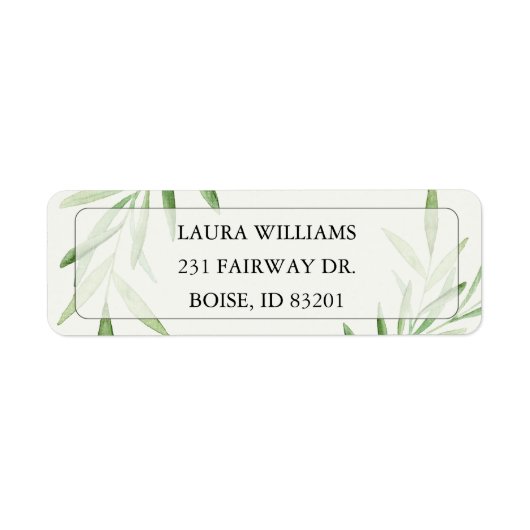 Elegante waterverf groene bruidsdouche etiket (Voorkant)