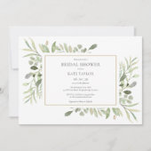 Elegante Waterverf Groene Bruiloftsdouche Kaart (Voorkant)