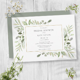 Elegante Waterverf Groene Bruiloftsdouche Kaart