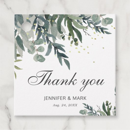 Elegante waterverf groene dank je favorietlabels bedankjes labels (Voorkant)