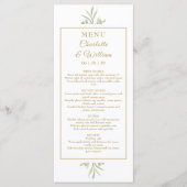 Elegante Waterverf Groene Goud Eetmenu Menu (Voorkant)
