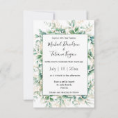 elegante waterverf groene goudbladeren bruiloft kaart (Voorkant)