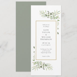 Elegante Waterverf Groene Huwelijk Kaart