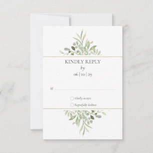 Elegante Waterverf Groene Huwelijk RSVP Kaartje