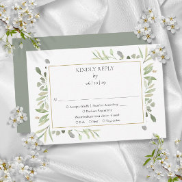 Elegante Waterverf Groene Huwelijk RSVP Kaartje