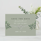 Elegante Waterverf Groene Huwelijk Save The Date (Staand voorkant)