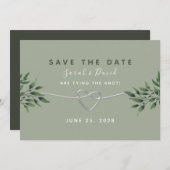 Elegante Waterverf Groene Huwelijk Save The Date (Voorkant / Achterkant)