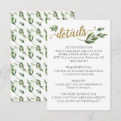 Elegante Waterverf Groene Huwelijksdetails Informatiekaartje (Voorkant / Achterkant)