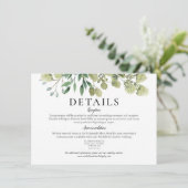 Elegante Waterverf Groene Huwelijksdetails Kaart (Staand voorkant)