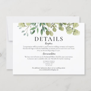 Elegante Waterverf Groene Huwelijksdetails Kaart
