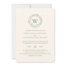 Elegante Waterverf Groene Krans Bruiloft