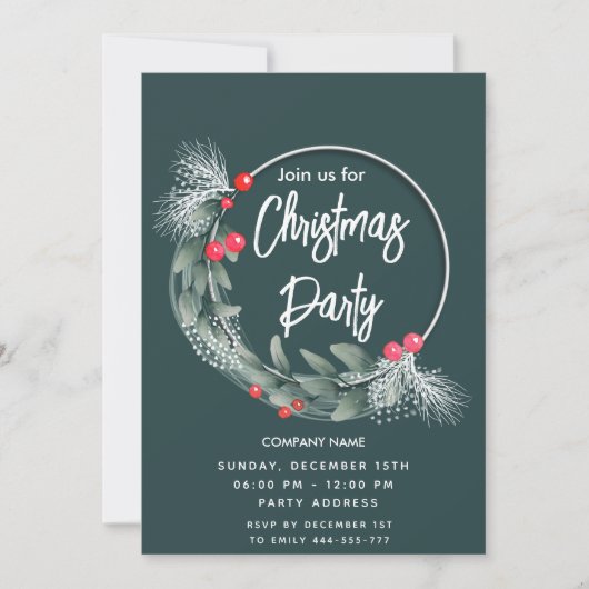 Elegante waterverf groene krans corporate kaart (Voorkant)