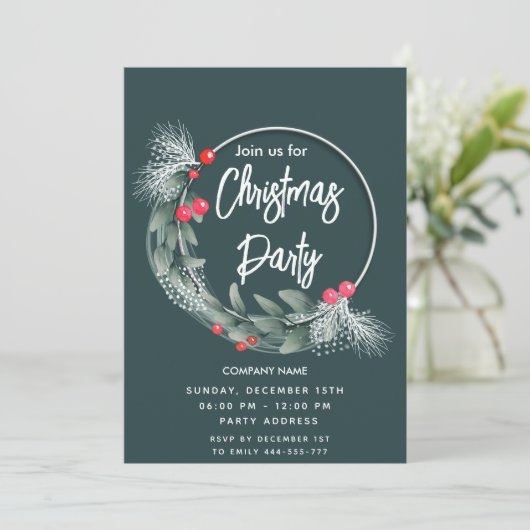 Elegante waterverf groene krans corporate kaart (Staand voorkant)